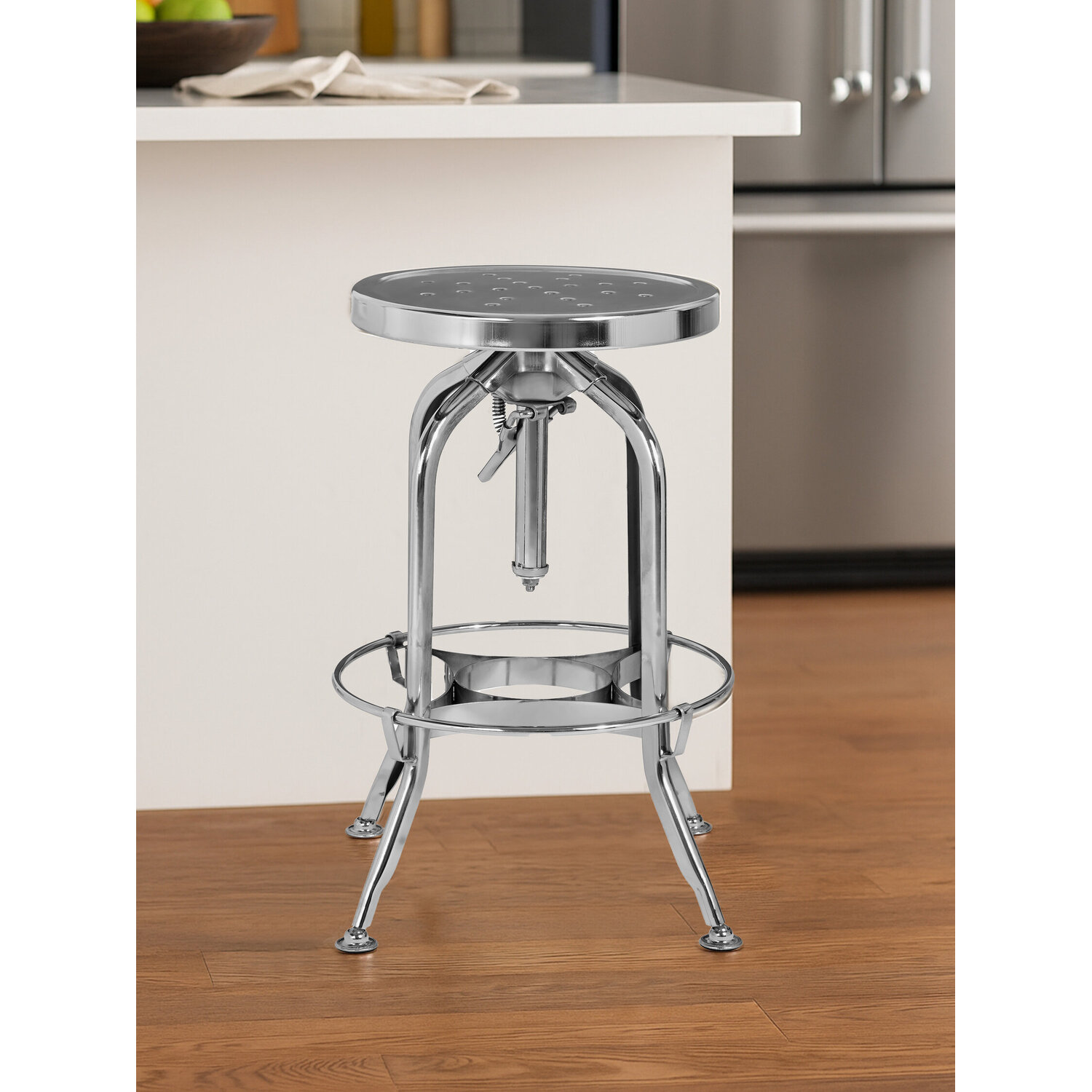 Gator Chrome Finish Adjustable Bar Stool - Silver