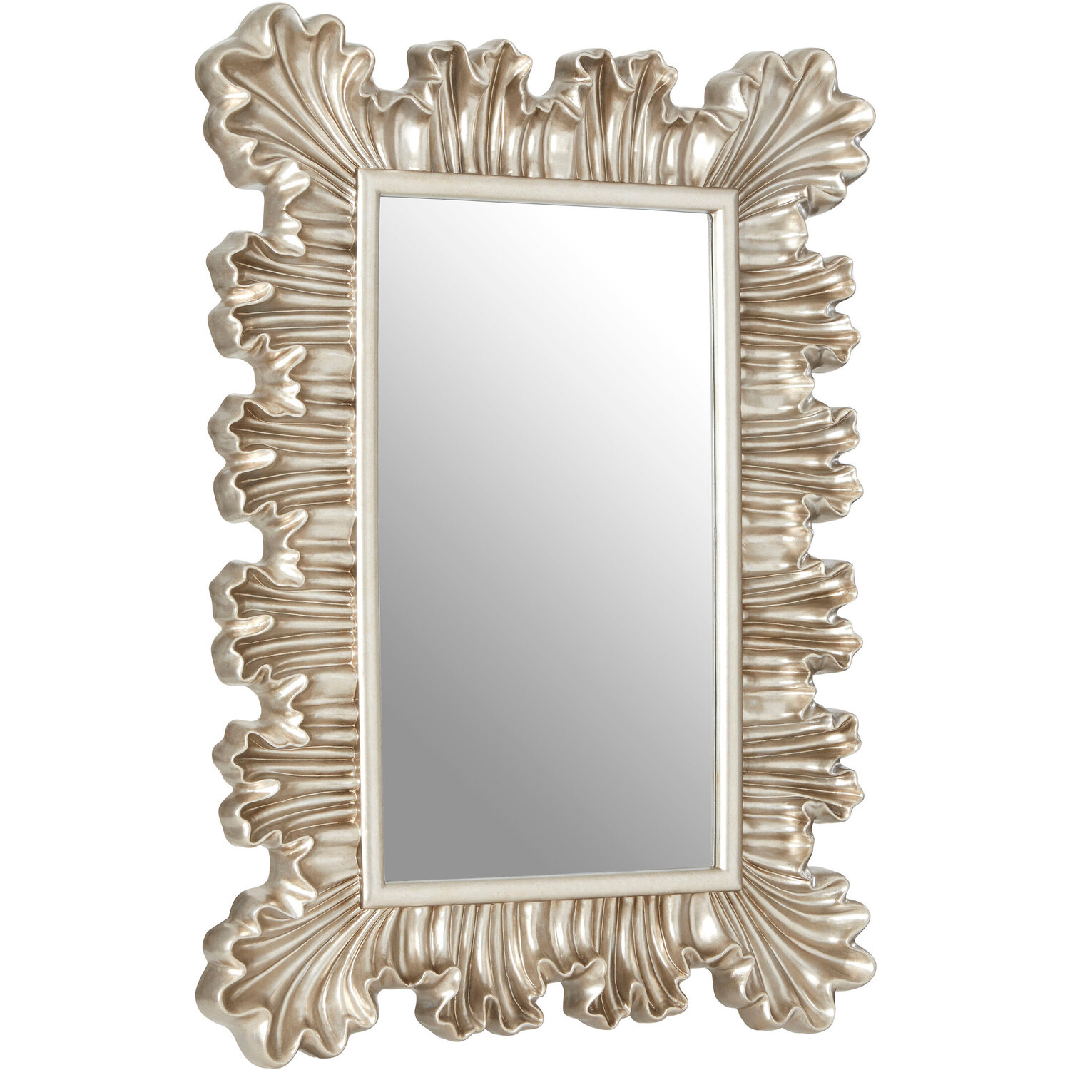 Charlene Brushed Gold Rectangular Wall Mirror - Silver