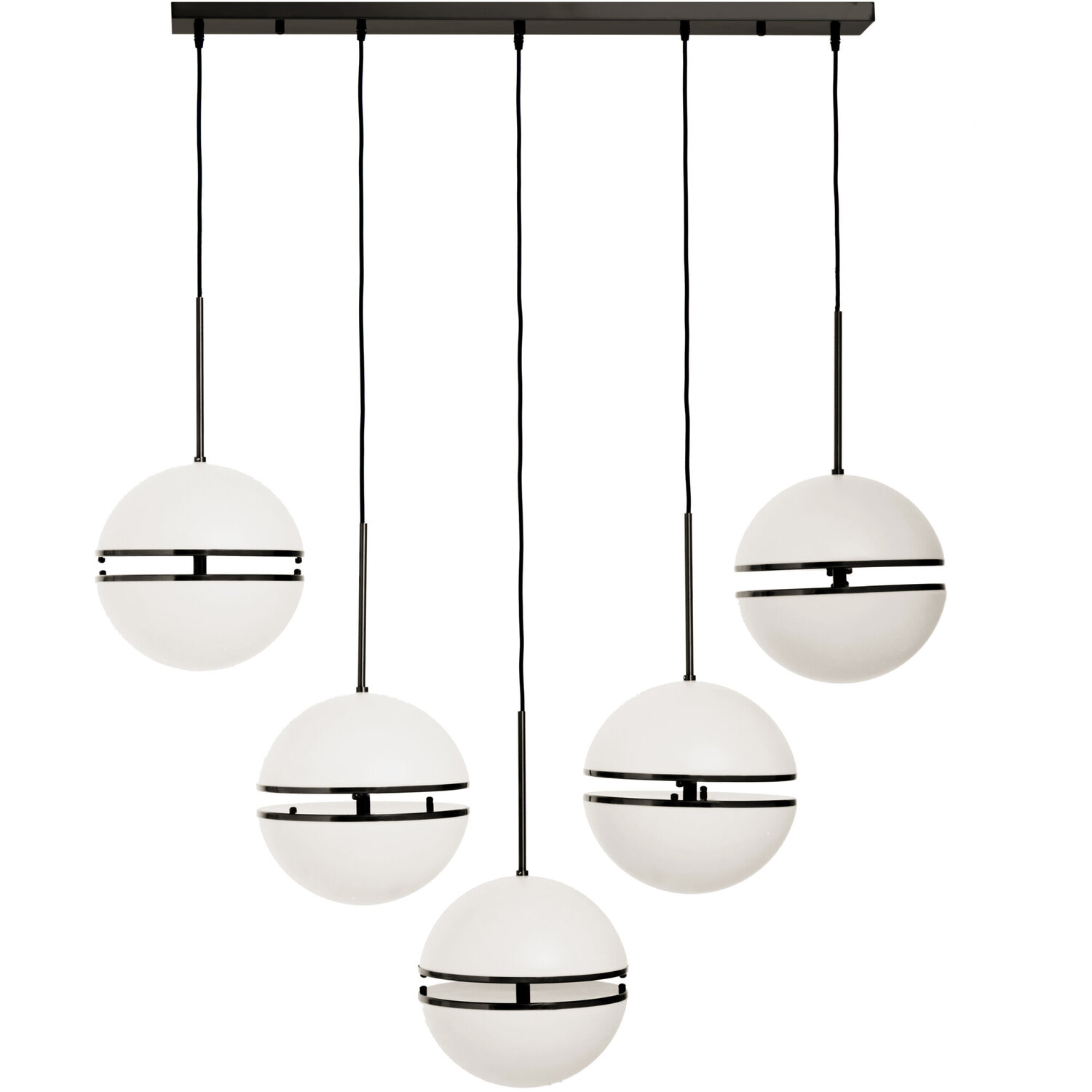 Abira Five Ball Matt Black Pendant Light - Black