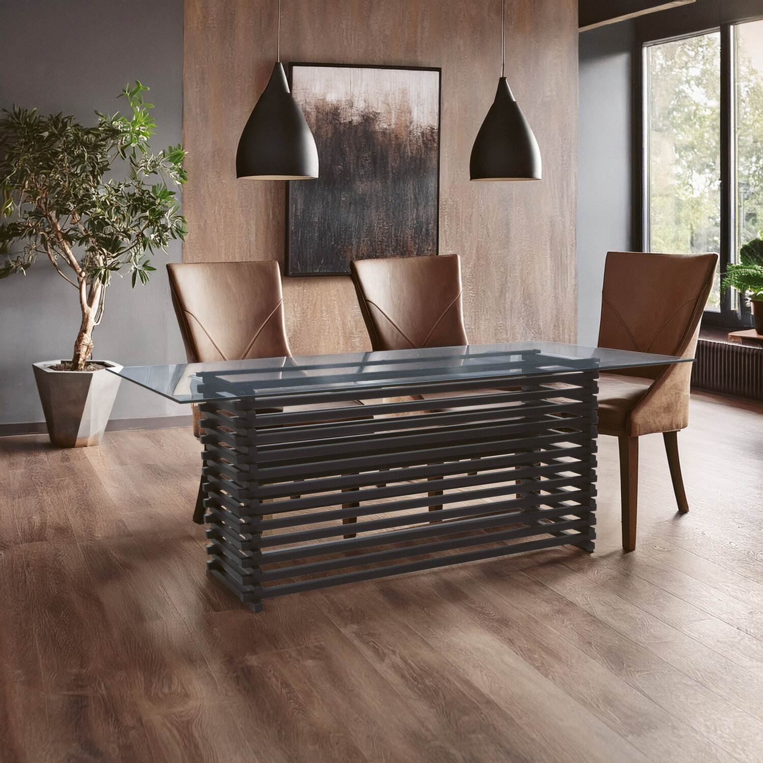 Fifty Five South Vogue Matte Black Dining Table - Black
