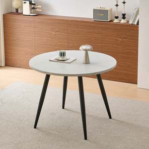 SONARA 100cm Round Dining Table with Rustic Wooden Top and Round Metal Legs