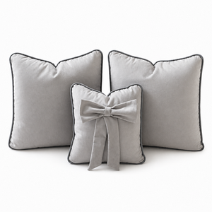 Set Of 3 Plush Velvet Bespoke Cushion Set With Piping