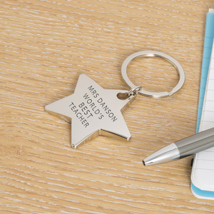 Personalised Worlds Best Teacher Star Key Ring