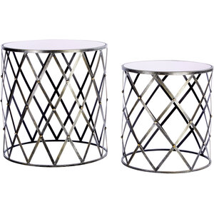 Avantis Set Of Two Diamond Design Silver Tables