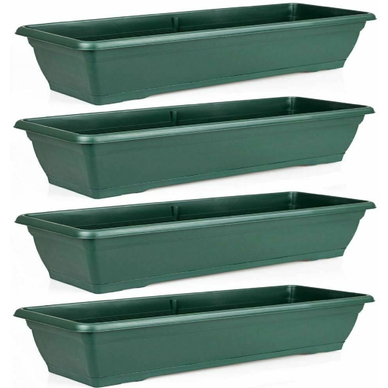 Gr8 Garden Large 72Cm Plastic Trough Planter Set Of 4 - Green