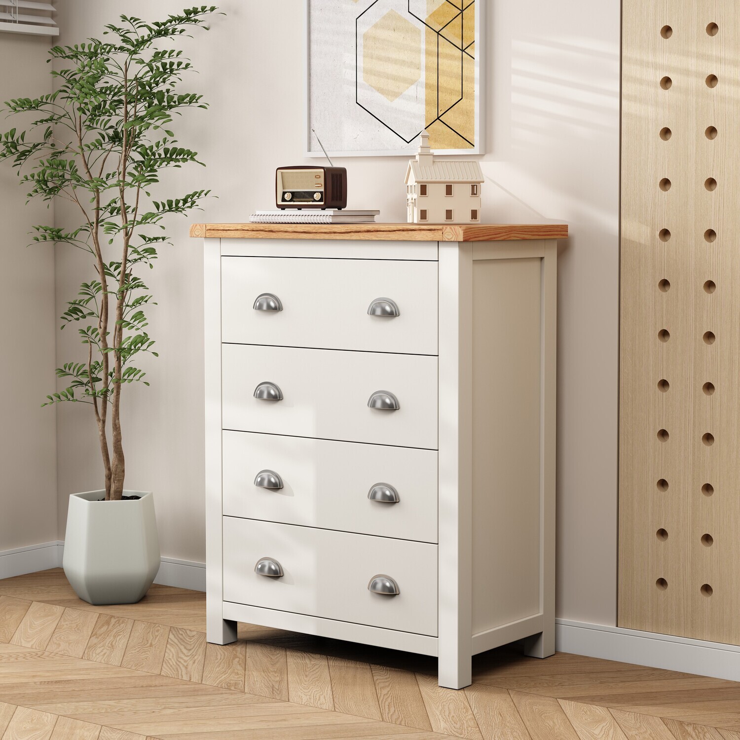 Cabinet Bits Lovere 4 Drawer Chest Of Drawers With Chrome Cup Handle - Image 4