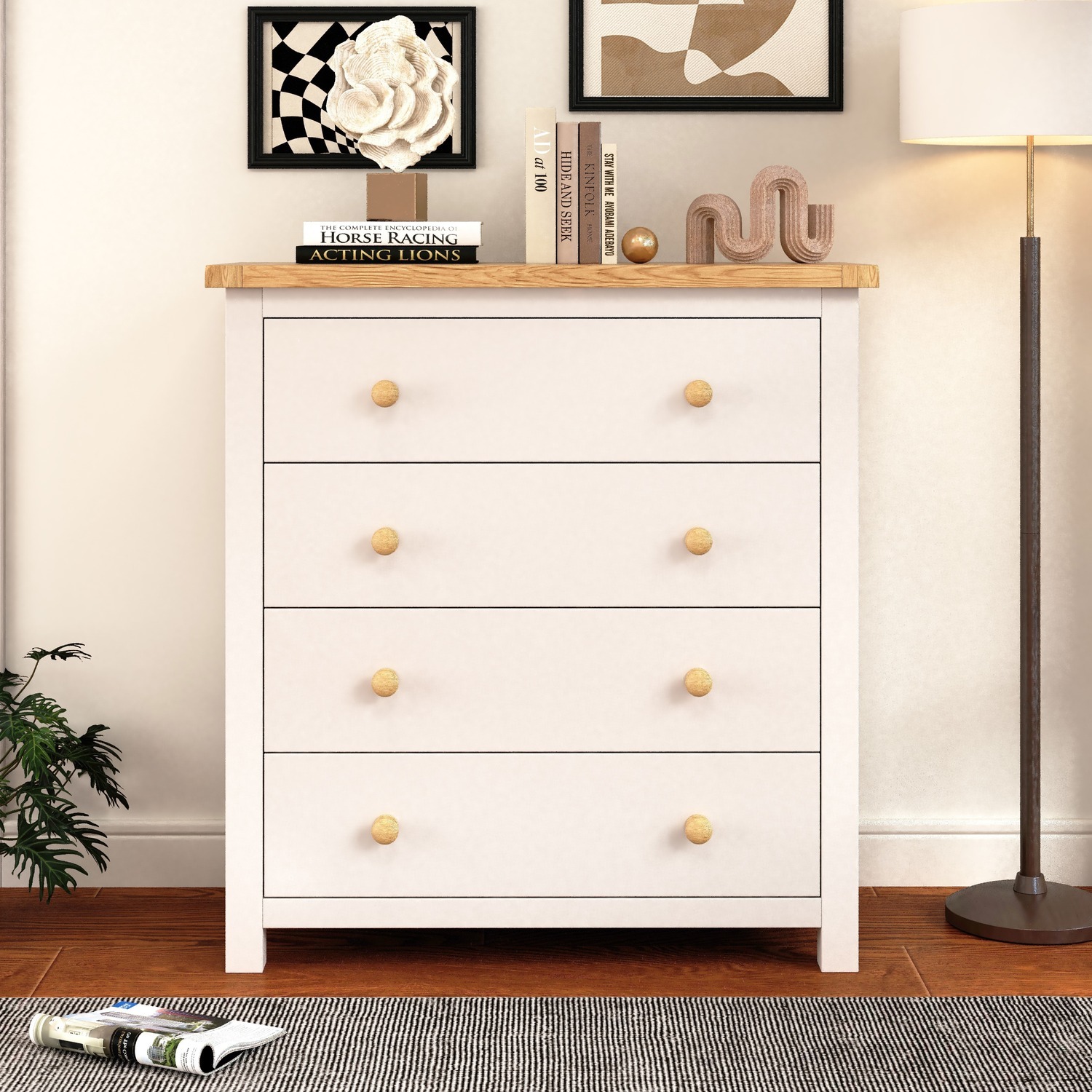 Cabinet Bits Magiore 4 Drawer Chest - White / Wood
