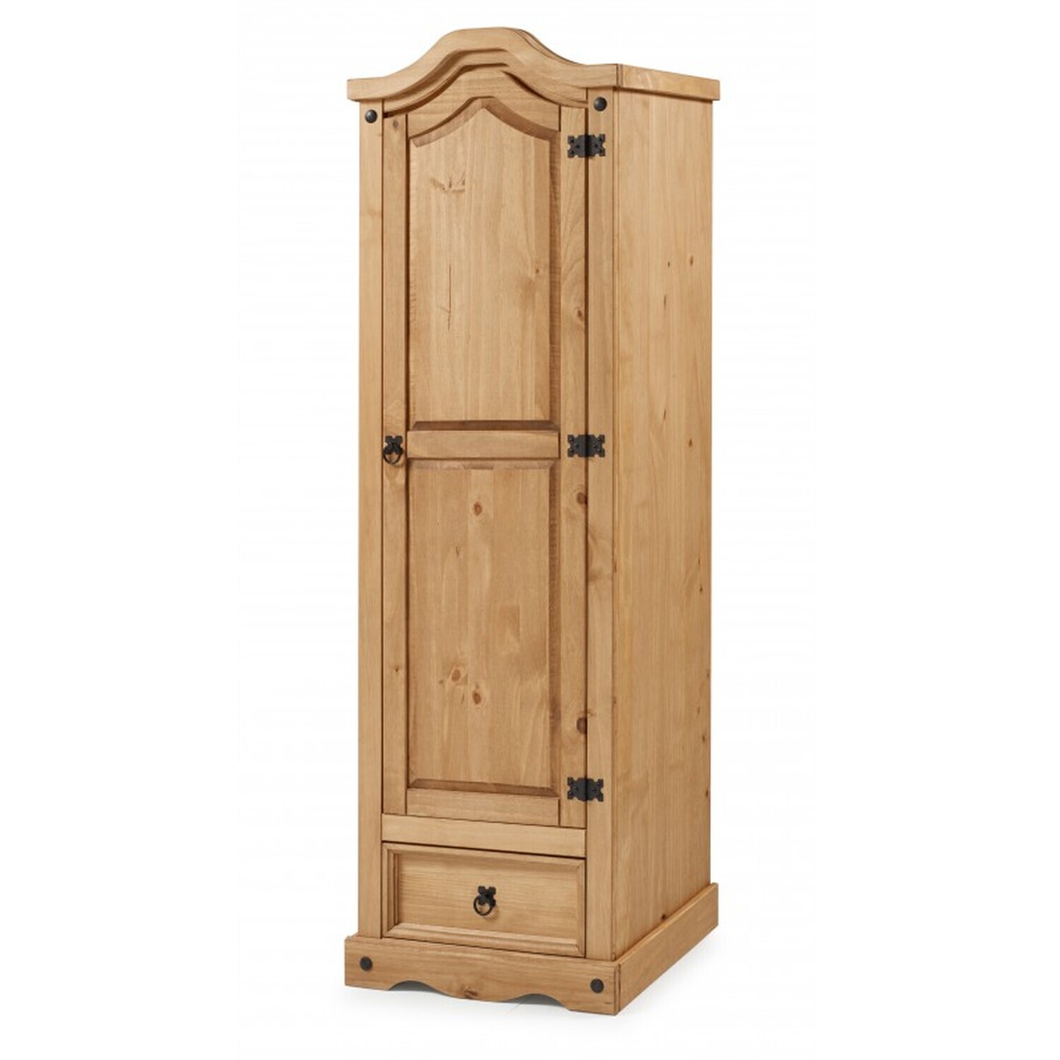 Corona 1 Door 1 Drawer Wardrobe Solid Wood Pine Wooden - Antique Wax