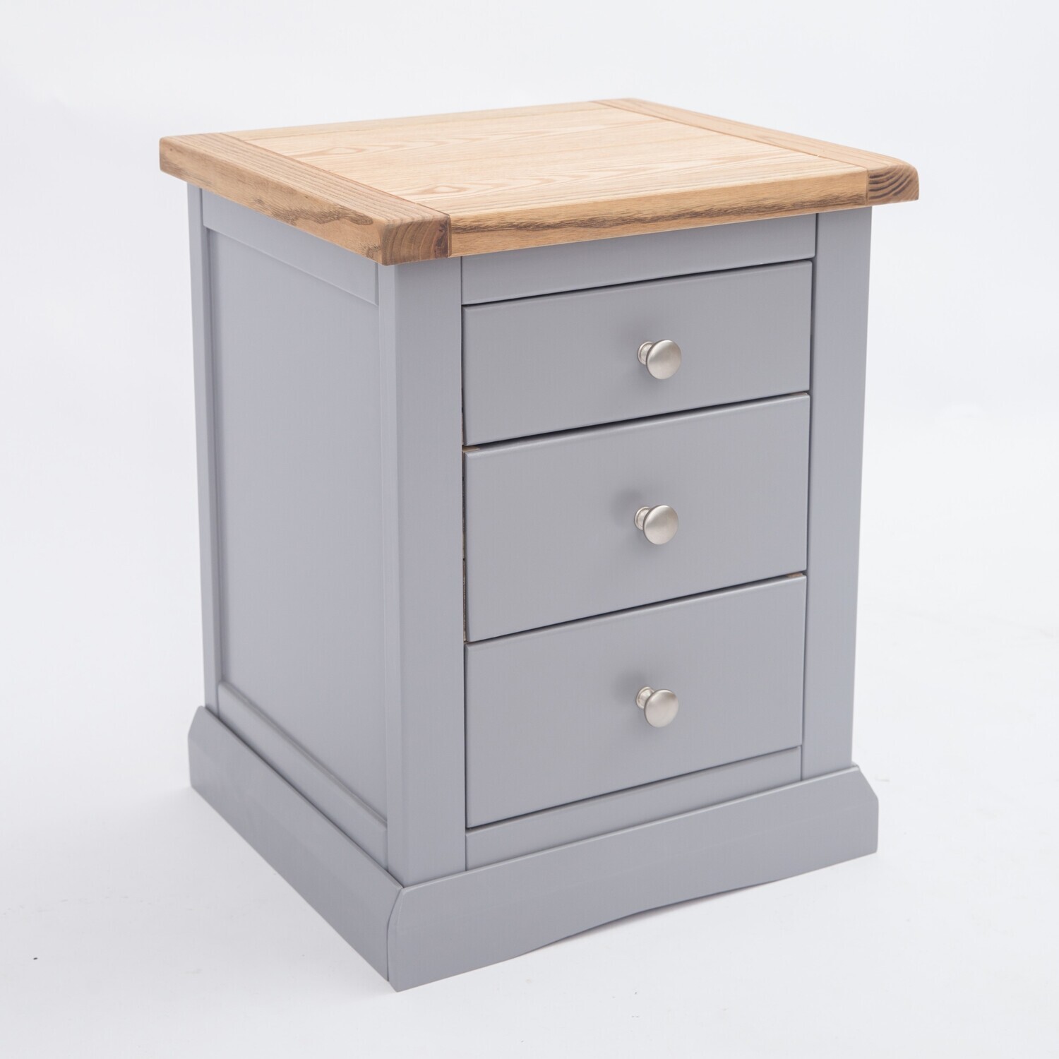 Cabinet Bits Rocca 3 Drawer Bedside Cabinet - Grey / Chrome Knob