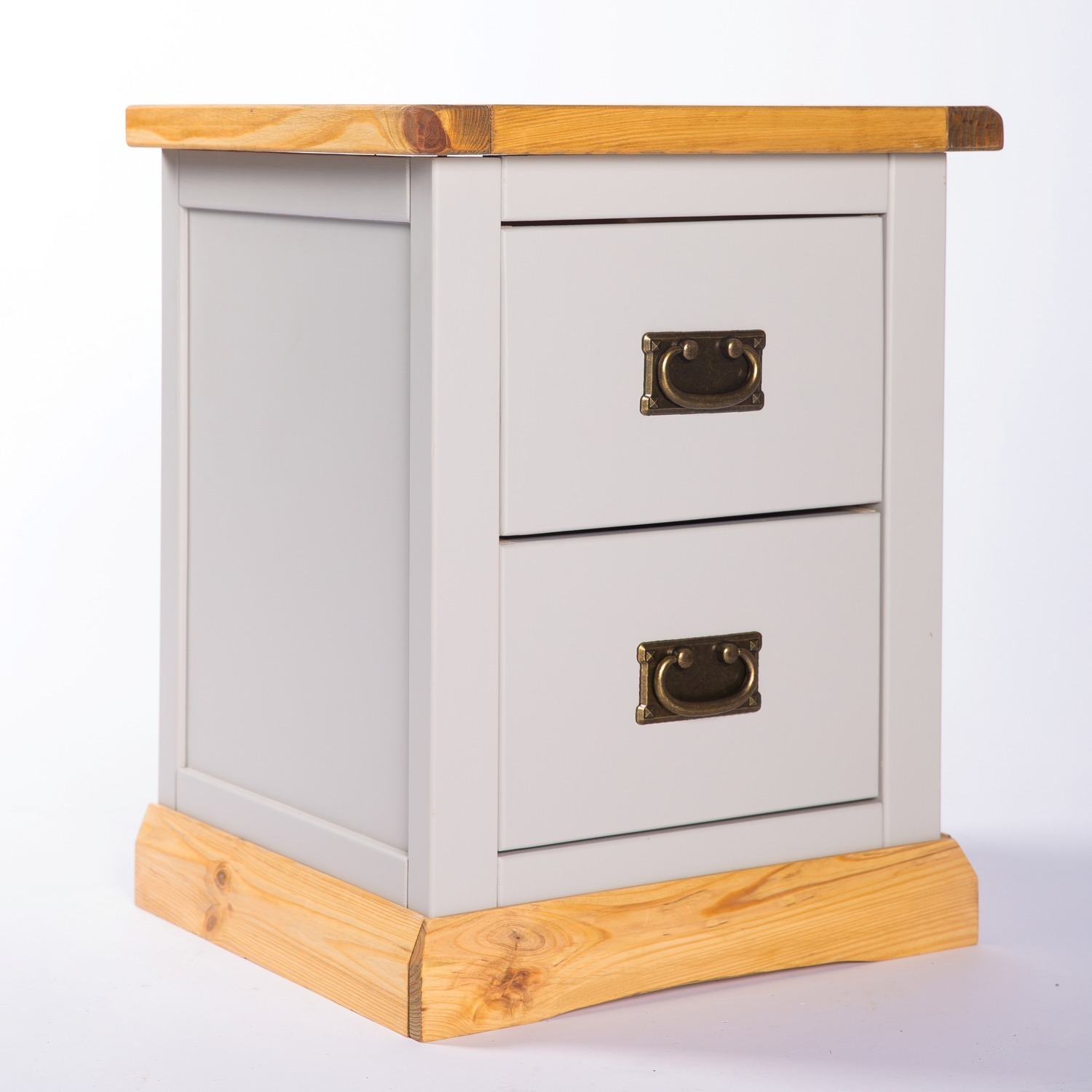 Cabinet Bits Bomporto 2 Drawer Bedside Cabinet - Grey / Brass Drop