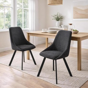 Pack of 2 Dining Chairs Premium Black Sand Blasted Metal UKFR Foam