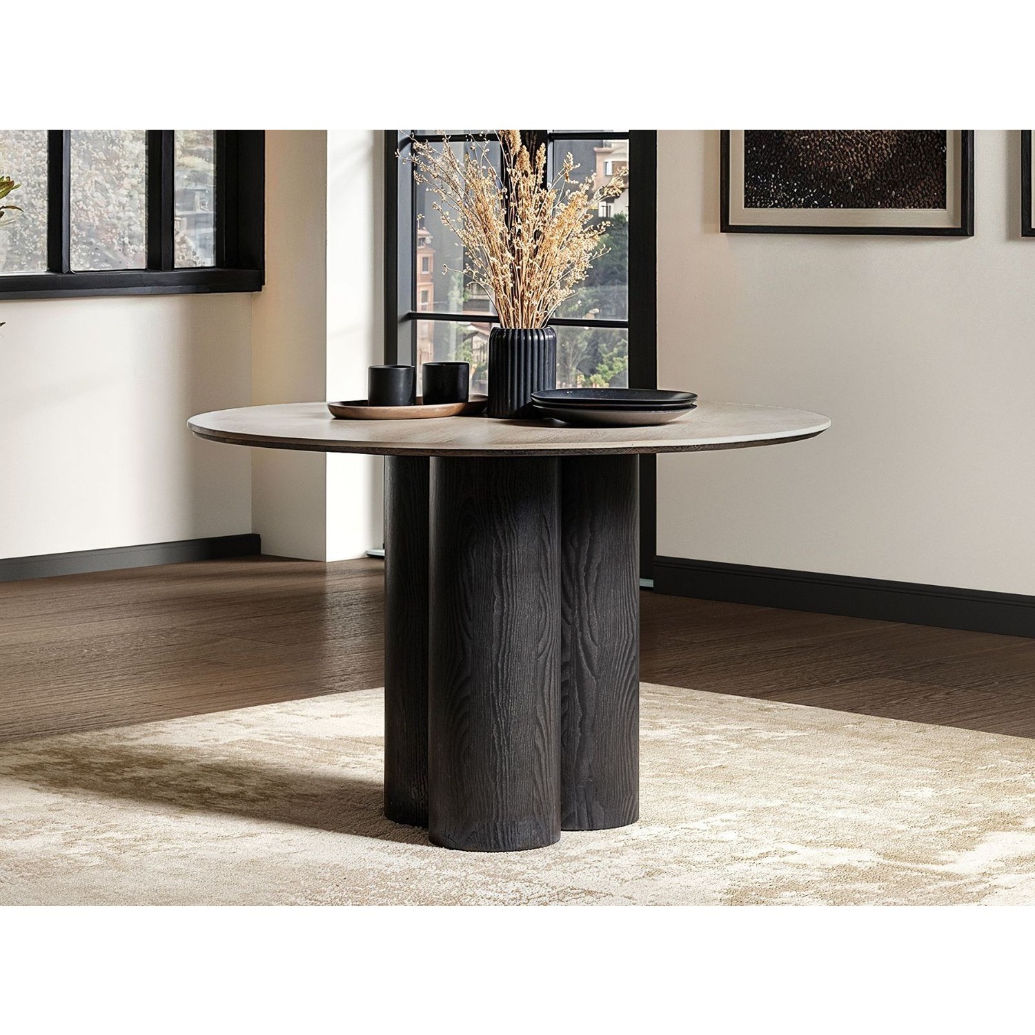 Solace+Co Deko Sintered Stone Round Dining Table Black - Stone