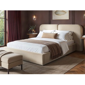 Lena Velvet Ottoman Bed Beige Velvet