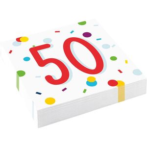Amscan Confetti 50th Birthday Disposable Napkins (Pack of 20)