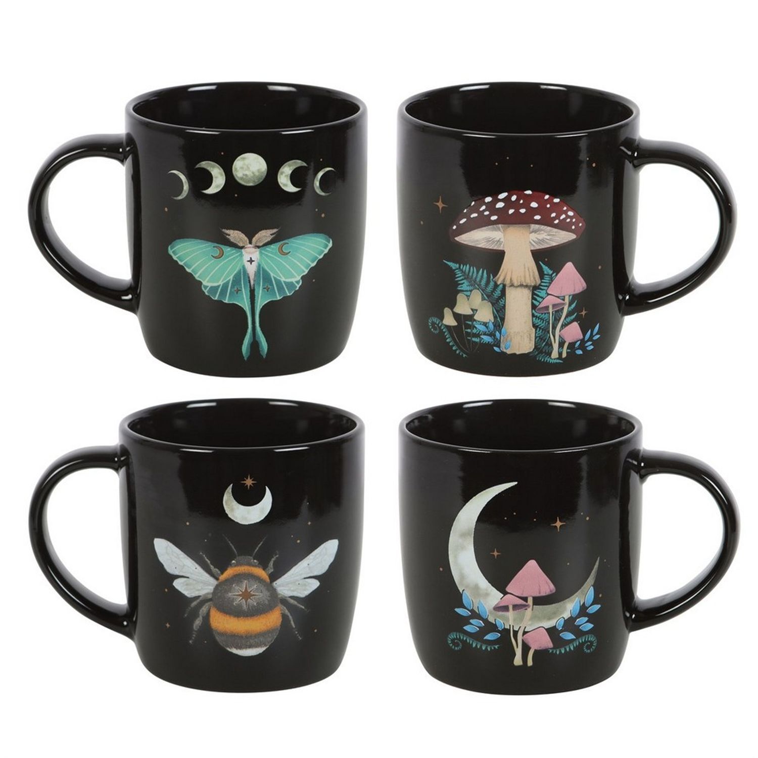 Something Different Dark Forest Mug (Pack Of 4) - Black/Multicoloured