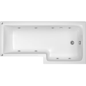 Balterley L-Shape Whirlpool Shower Bath with 8 Jets and Leg Set, Right Hand