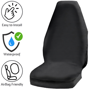 2 pcs Universal Waterproof Oil-Proof Garage Car Seat Cover - Heavy Duty Protection (Black)