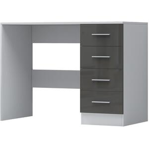 Reflect 4 Drawer High Gloss Desk - 72cm x 99cm x 39.5cm (Grey Gloss/Matt White)