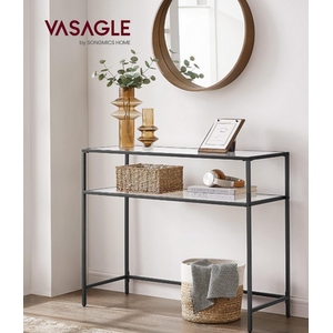 VASAGLE Console Table with Tempered Glass Table Top