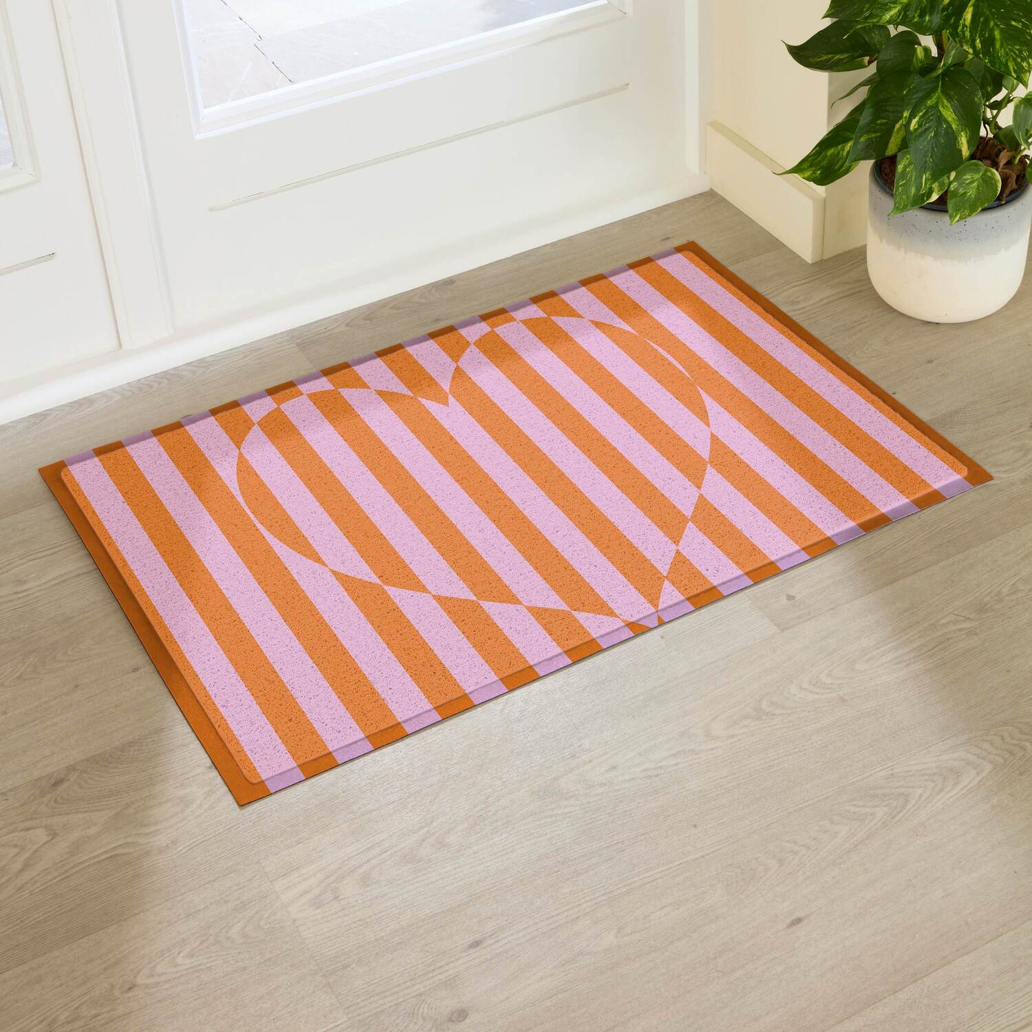 Artsy Mats Elizabeth Olwen Heart Stripe Indoor/Outdoor Doormat (90X60cm) - Multi / 90 X 60Cm