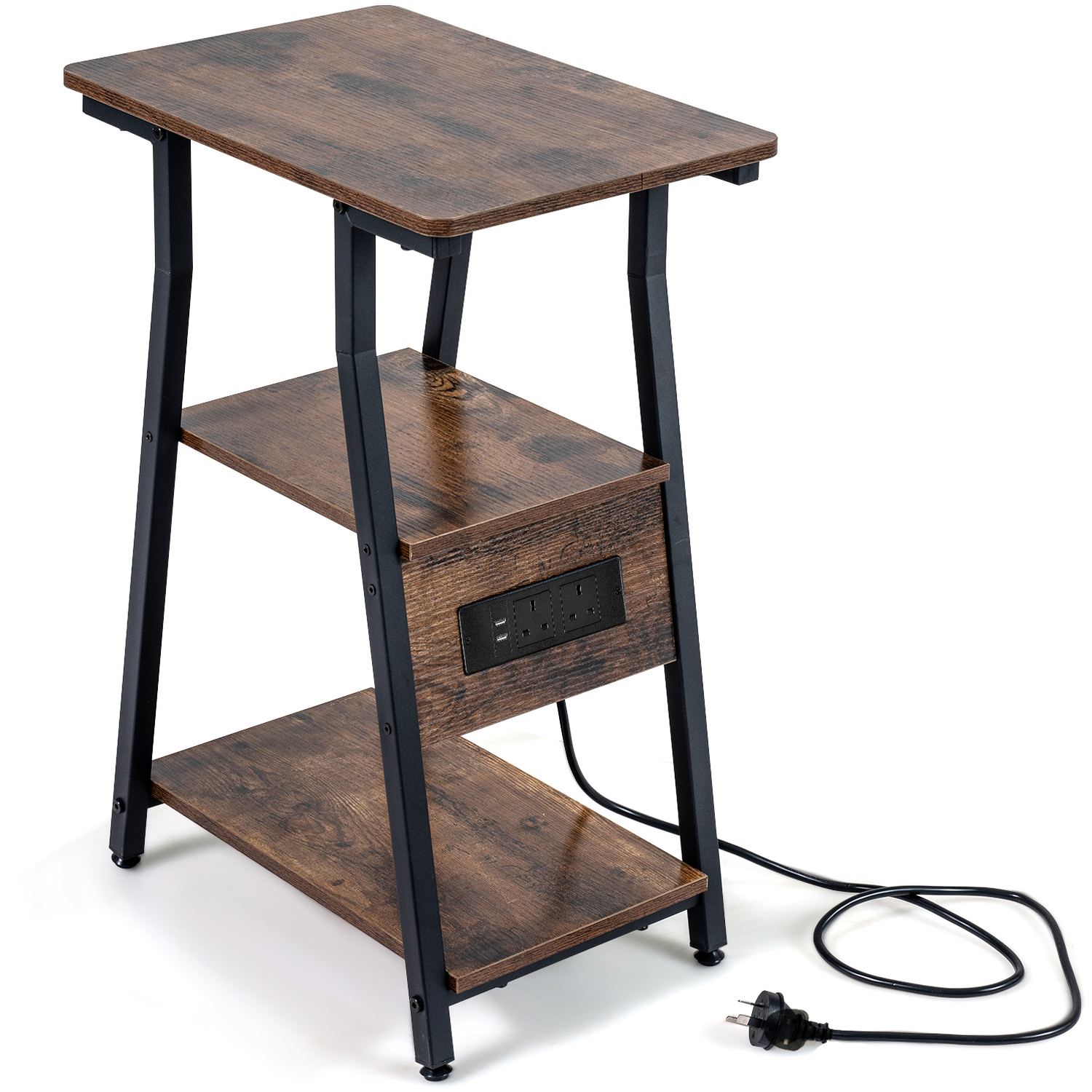 Costway Sofa Couch Table With Storage - Brown