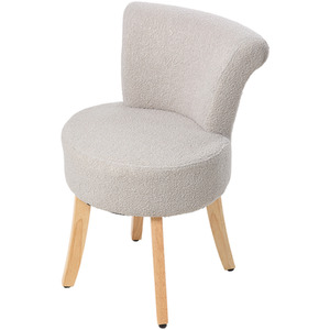 Teddy Fleece Dressing Table Stool with Rubberwood Legs