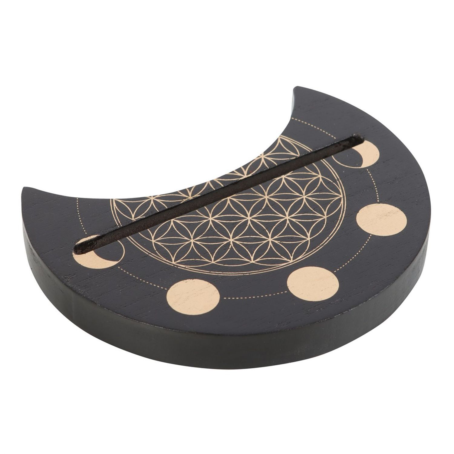 Something Different Flower Of Life Crescent Moon Tarot Card Stand - Black