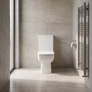 Flush To Wall Close-Coupled Toilet Soft-Close Seat - White