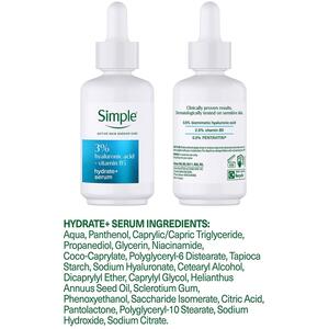 Simple Hydrate+ Serum 3% Hyaluronic Acid + B5 Moisture Boost Face, 30ml