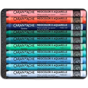 Beya Rebaï Neocolor II Cold Shades - 10 Water-Soluble Wax Pastels Tin Set