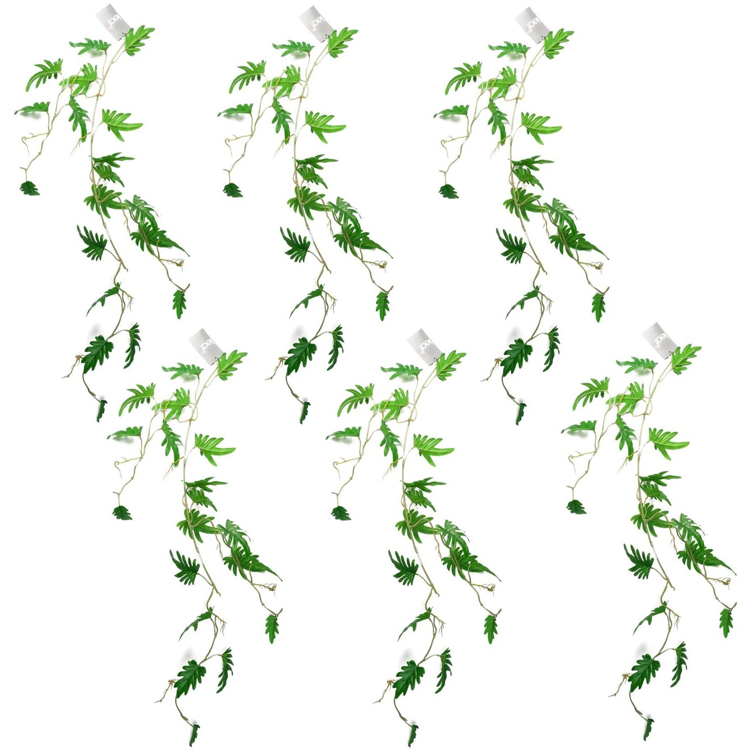 Pack of 6 Realistic Philodendron Cheese Hanging Plants - Green