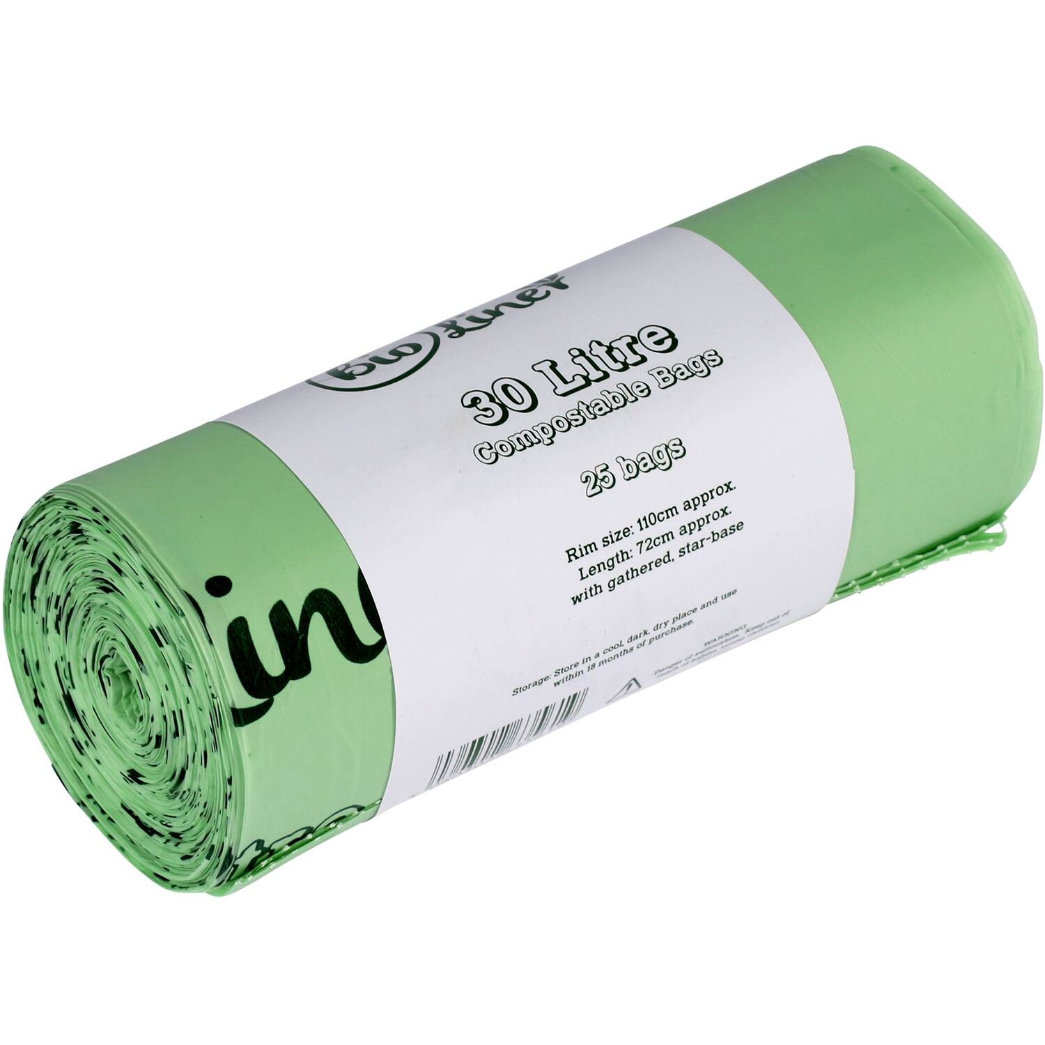 Bioliner 30 Litre Compostable Food Waste Bin Bags - Green / 1
