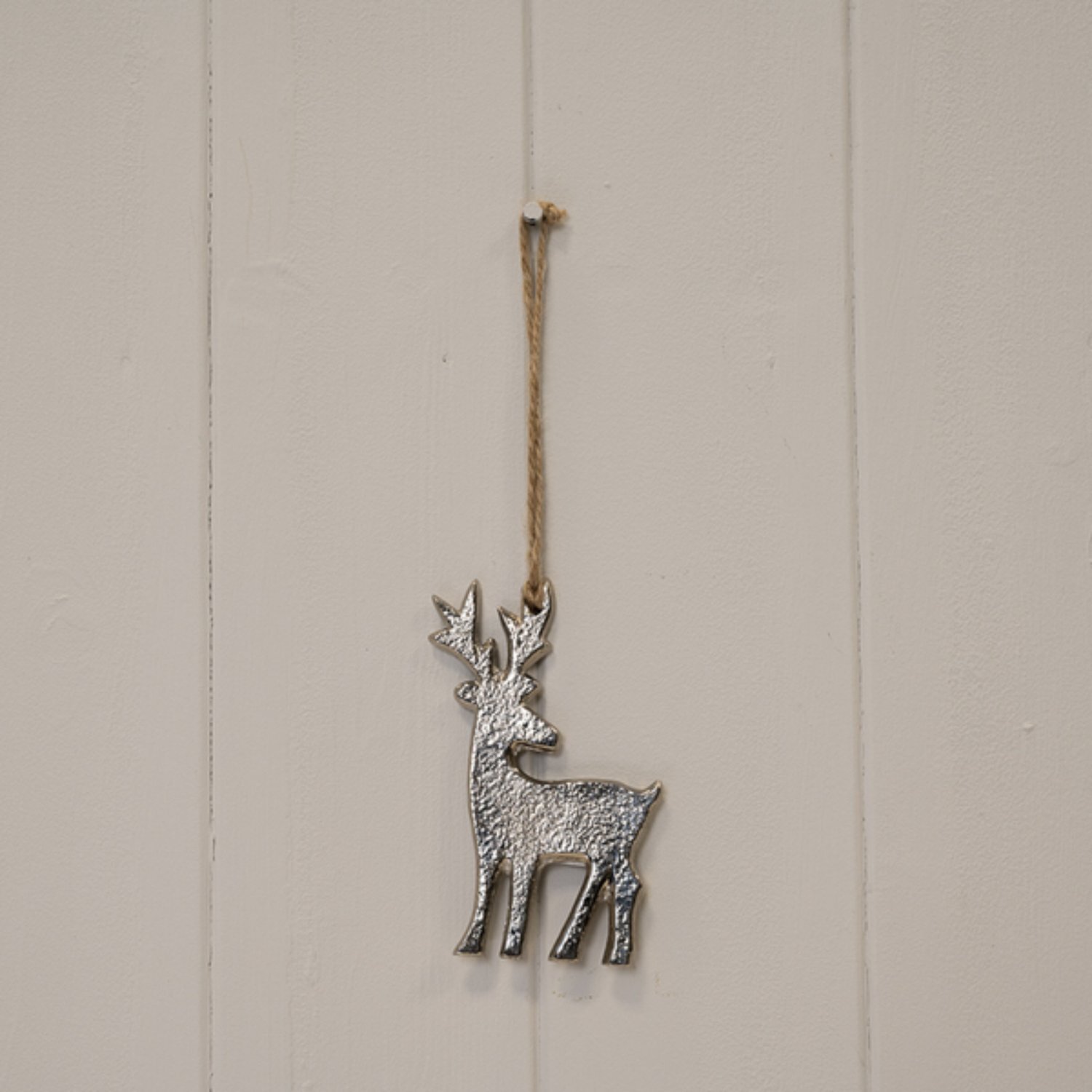  - Whimsical Silver Metal Hanging Reindeer - Image 3