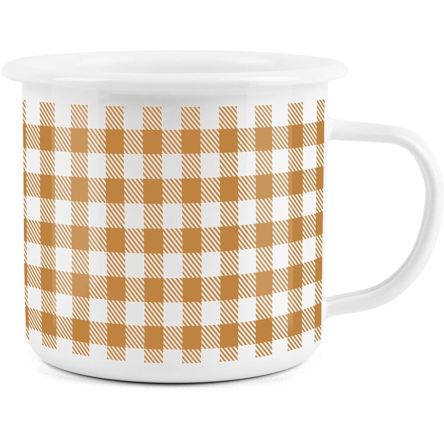 Purely Home Gingham Print Enamel Mug - Orange
