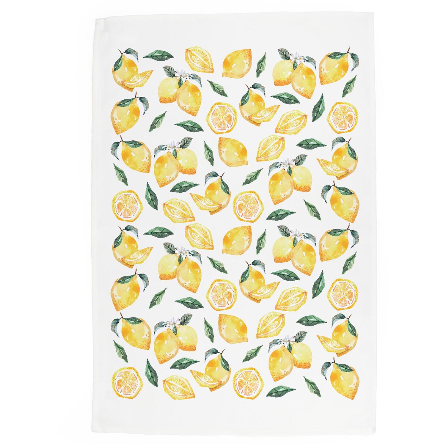 Painted Lemons Tea Towel - Panama Cotton Citrus Fruits Vibrant Kitchen Gift - Image 3
