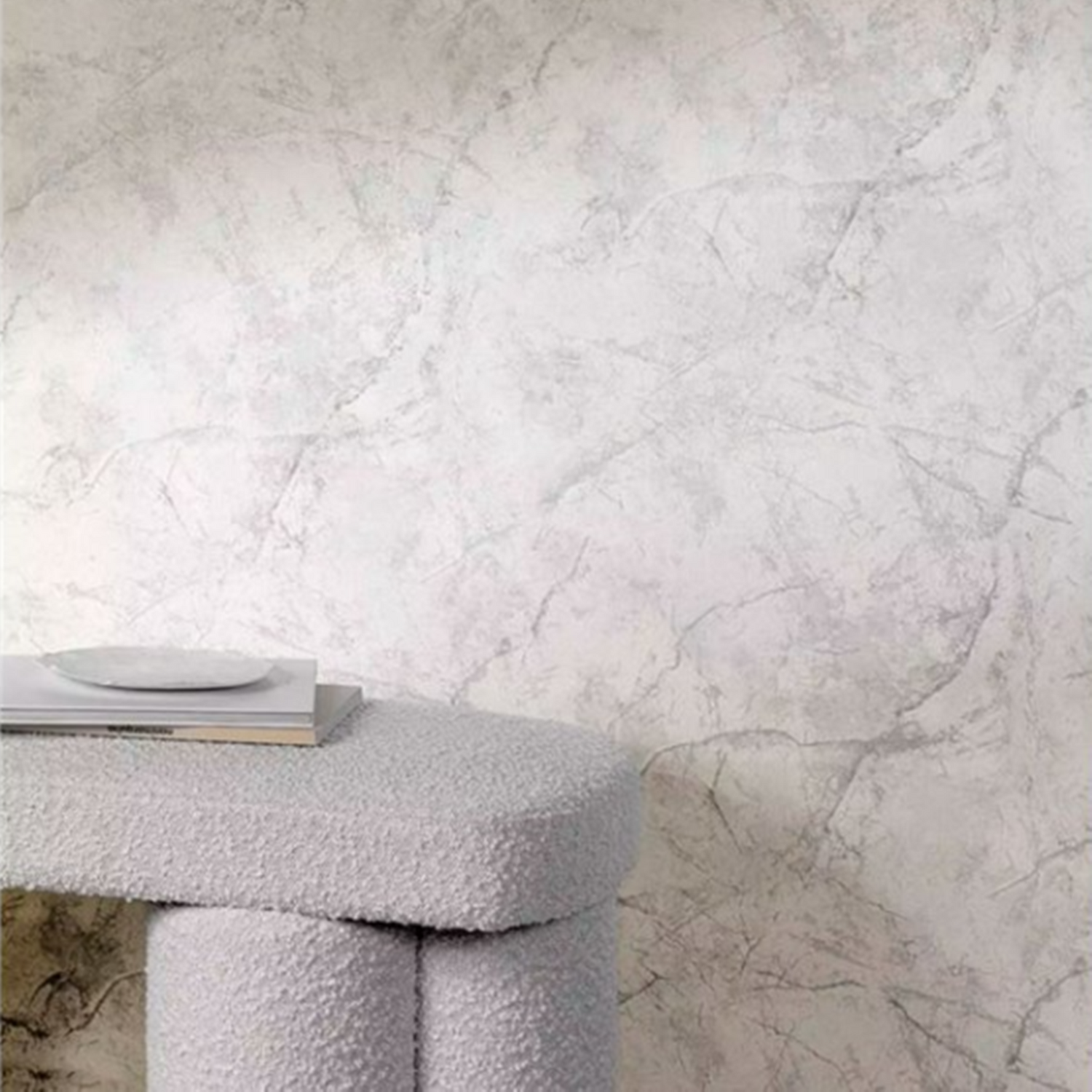 Sophie Laurence White Silver Marble Wallpaper For Living Room Metallic Textured Effect Living Room Bedroom Study - Image 2