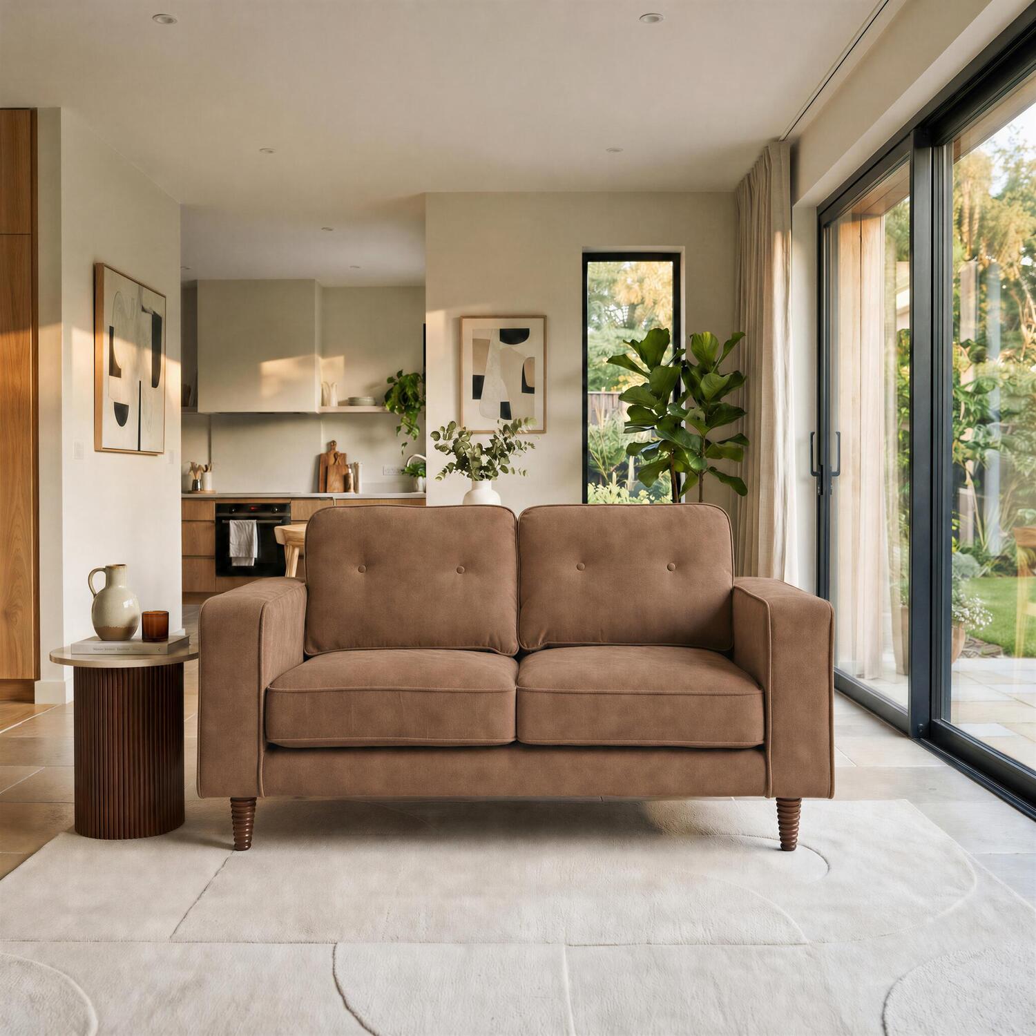 Furniturebox Uk Jasper Brown Faux Leather 2 Seater Sofa
