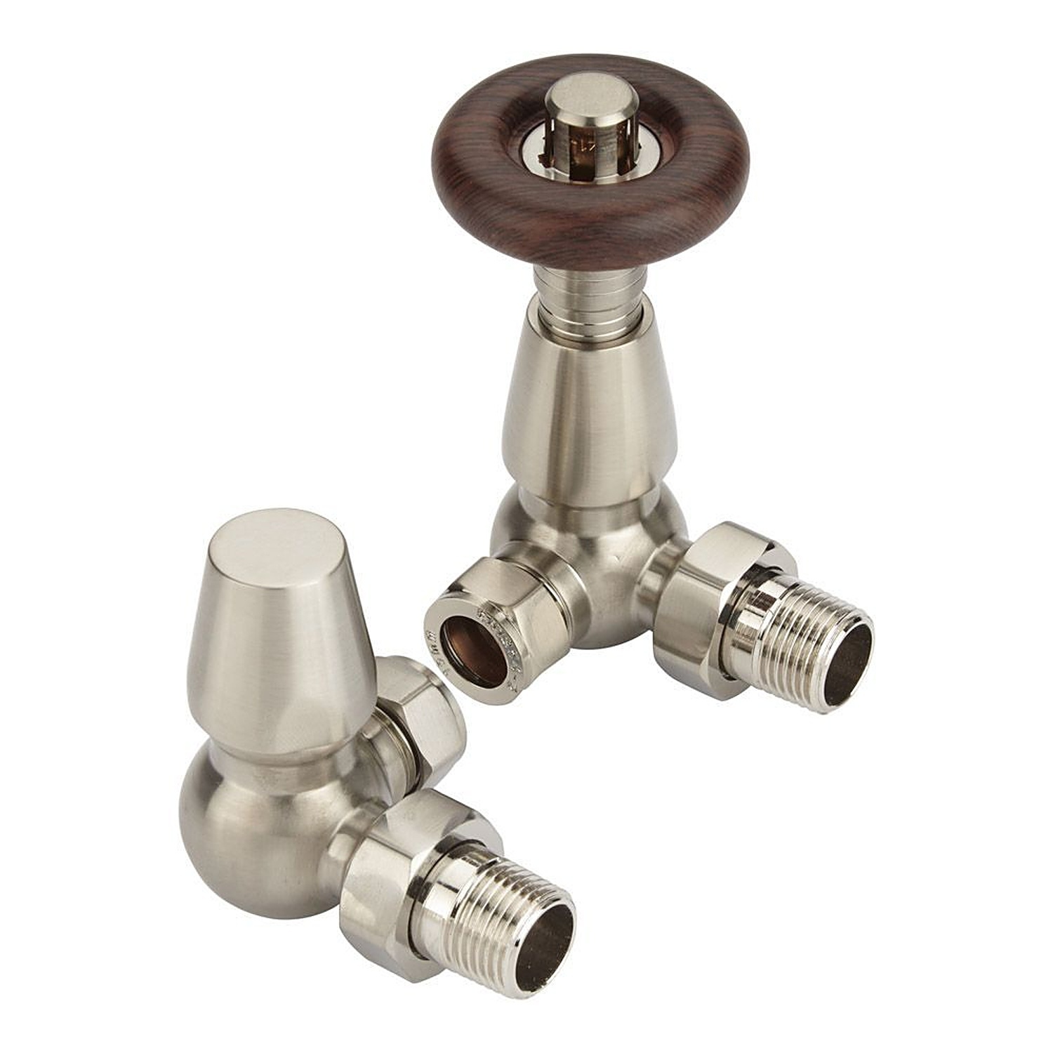 Lux Heat Corner Brushed Nickel Traditional Thermostatic Radiator Valve (TRV) Set - Image 2