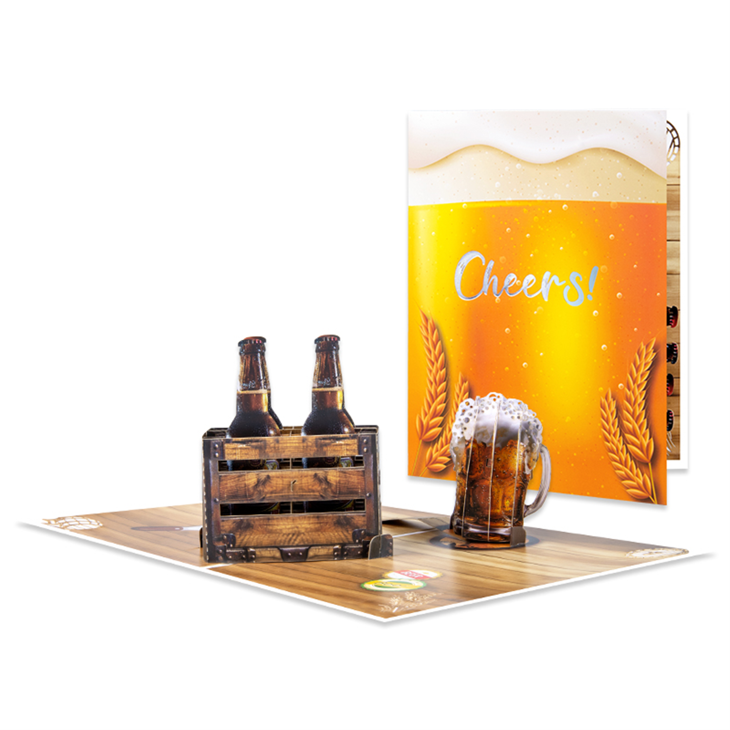 Brightfeel Raise A Toast Cheers To You 3D Beer Pop Up Celebration Greeting Card - White