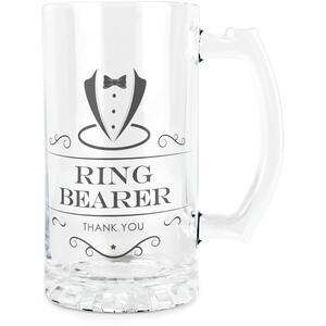 Ring Bearer Glass Tankard Stein - Wedding Party Gifts