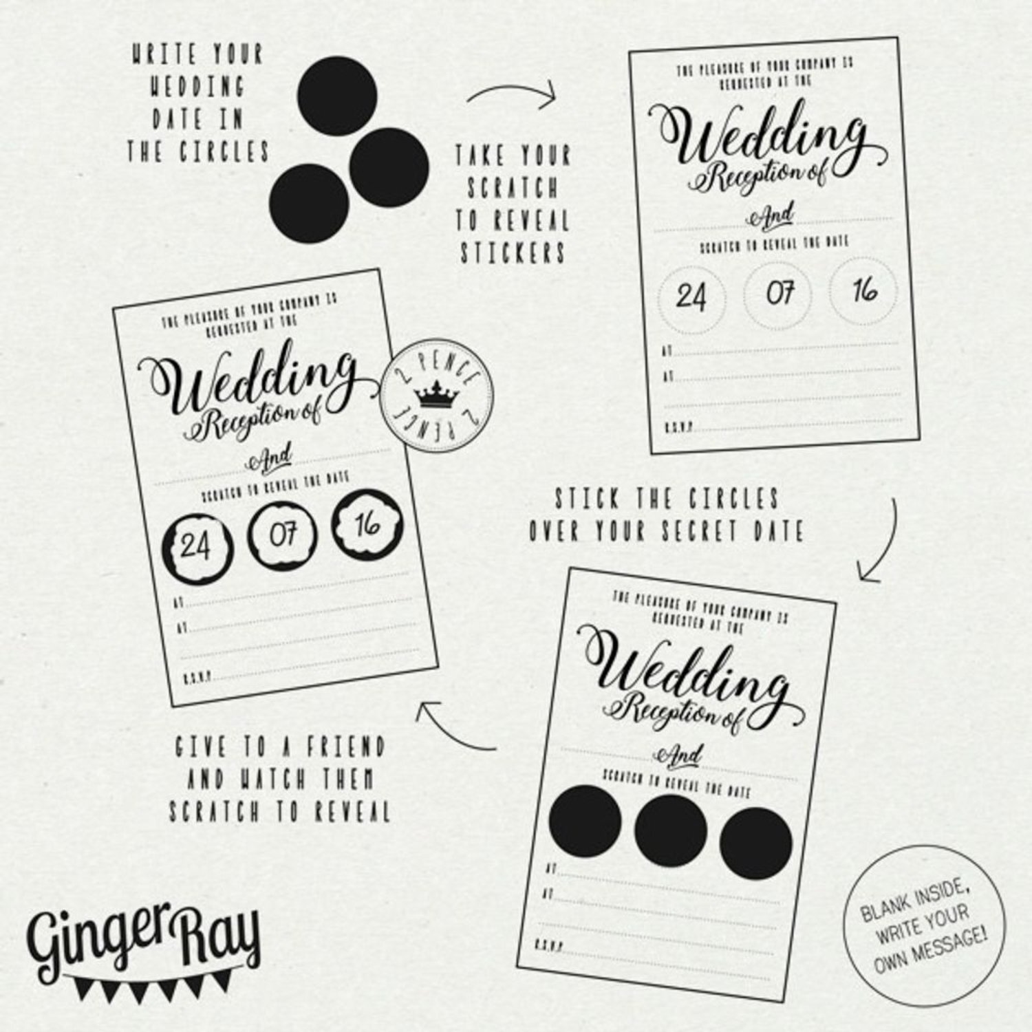 Kraft Scratch The Date Wedding Evening Invitations Scratch & Reveal