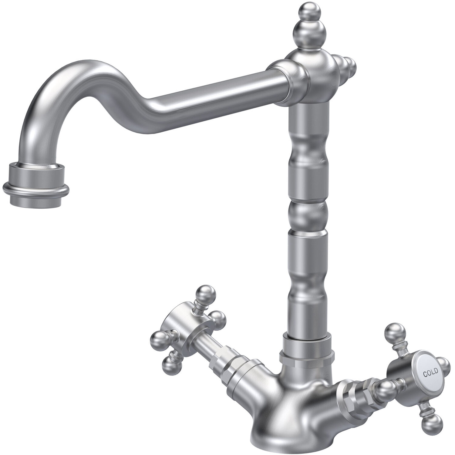 Balterley Traditional French Mono Sink Mixer Tap - Brushed Nickel - Brushed Nickel