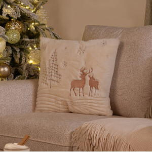 Winter Stags Faux Fur Cushion