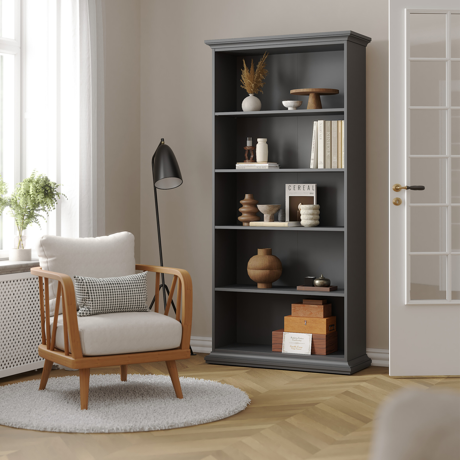 Furniture To Go Paris Tall Bookcase - Matt Grey - Image 4