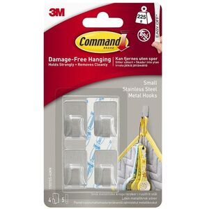 Command 17031SS-4 Small Stainless Steel Metal Hook 225g 4pk
