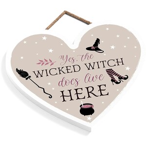 Yes The Wicked Witch Does Live Here Halloween Wooden Plaque