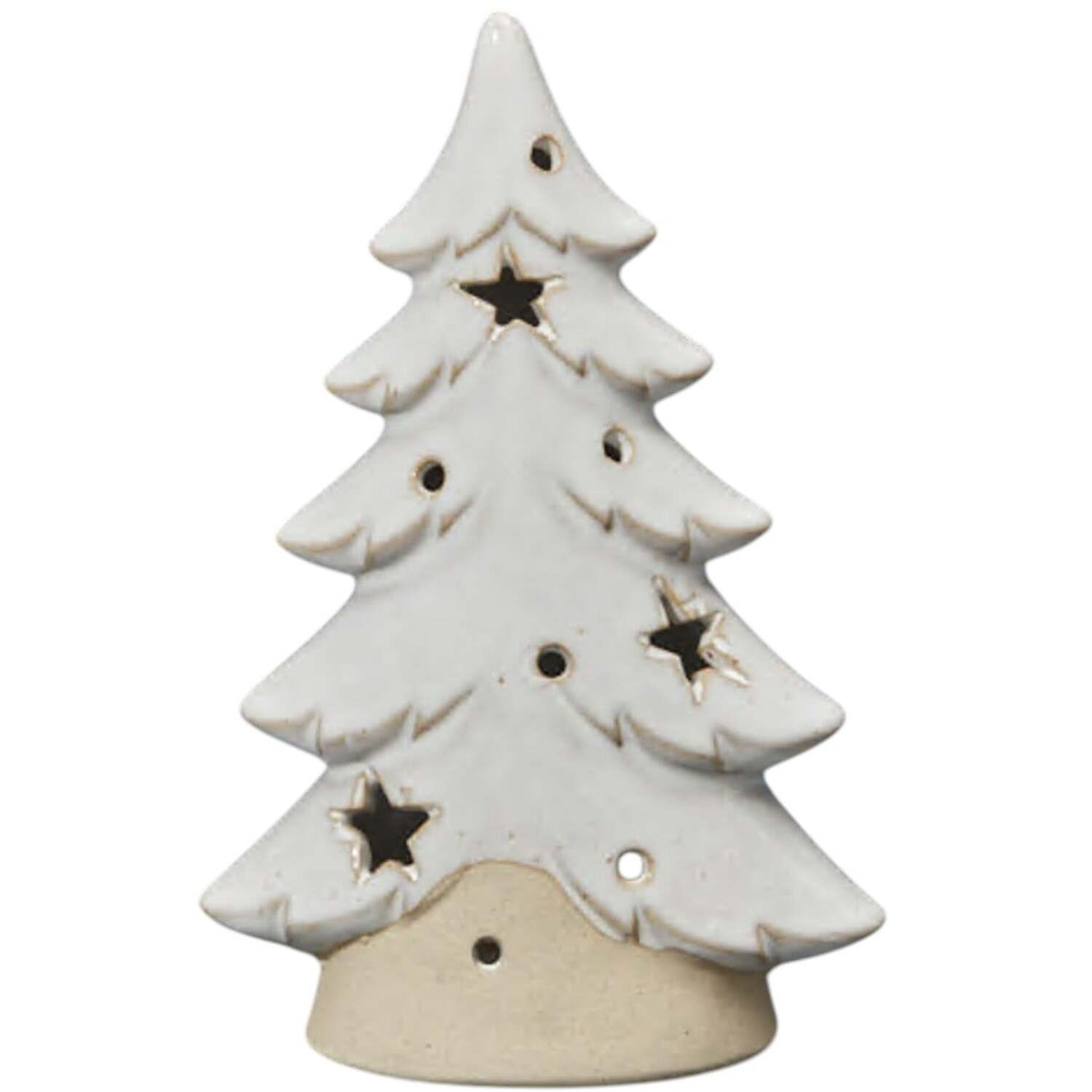 Four Candle Ceramic Tree Tealight Holder in White