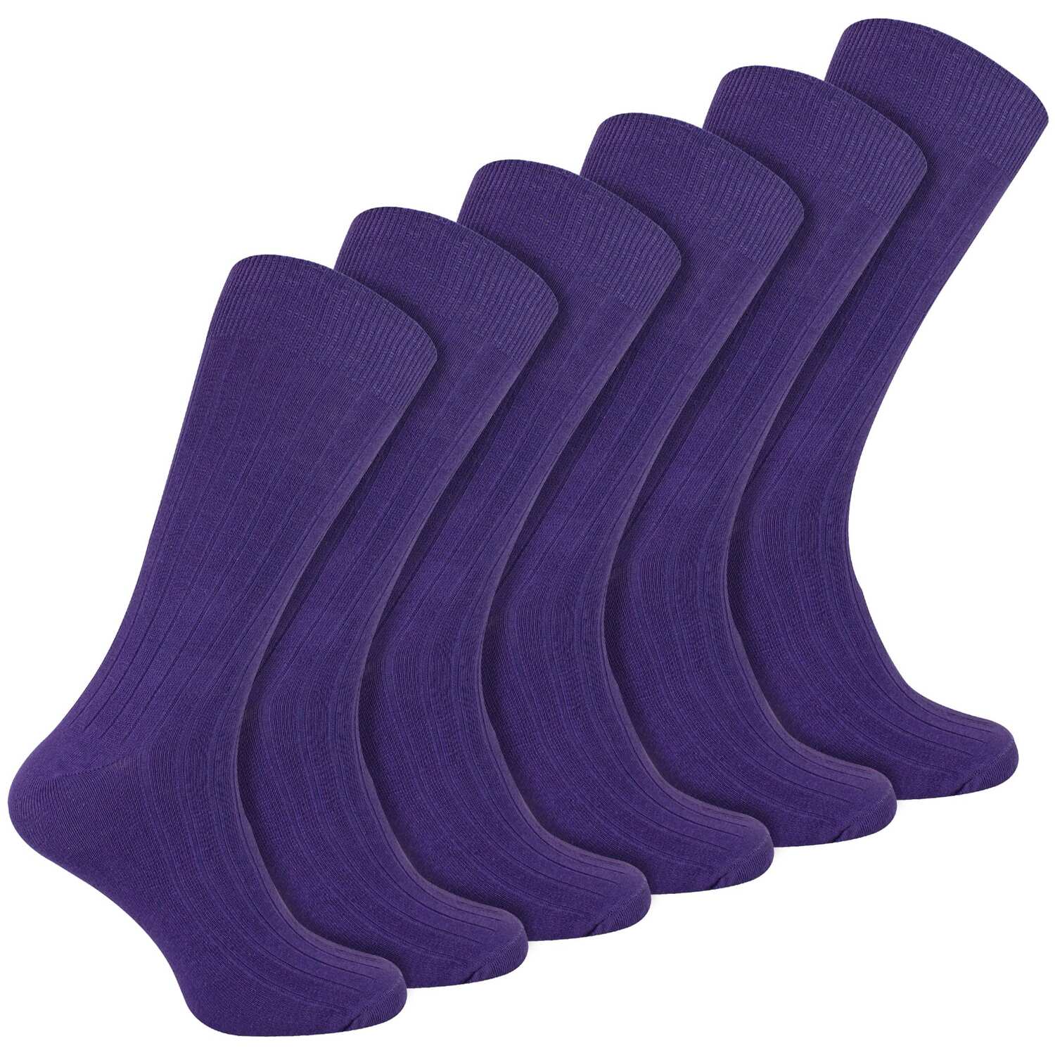 Sock Snob 6 Pairs Mens Plain Cotton Rich Ribbed Dress Socks - Image 2
