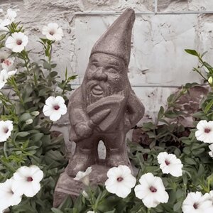 Decorative Garden Gnome Brown Cast Iron