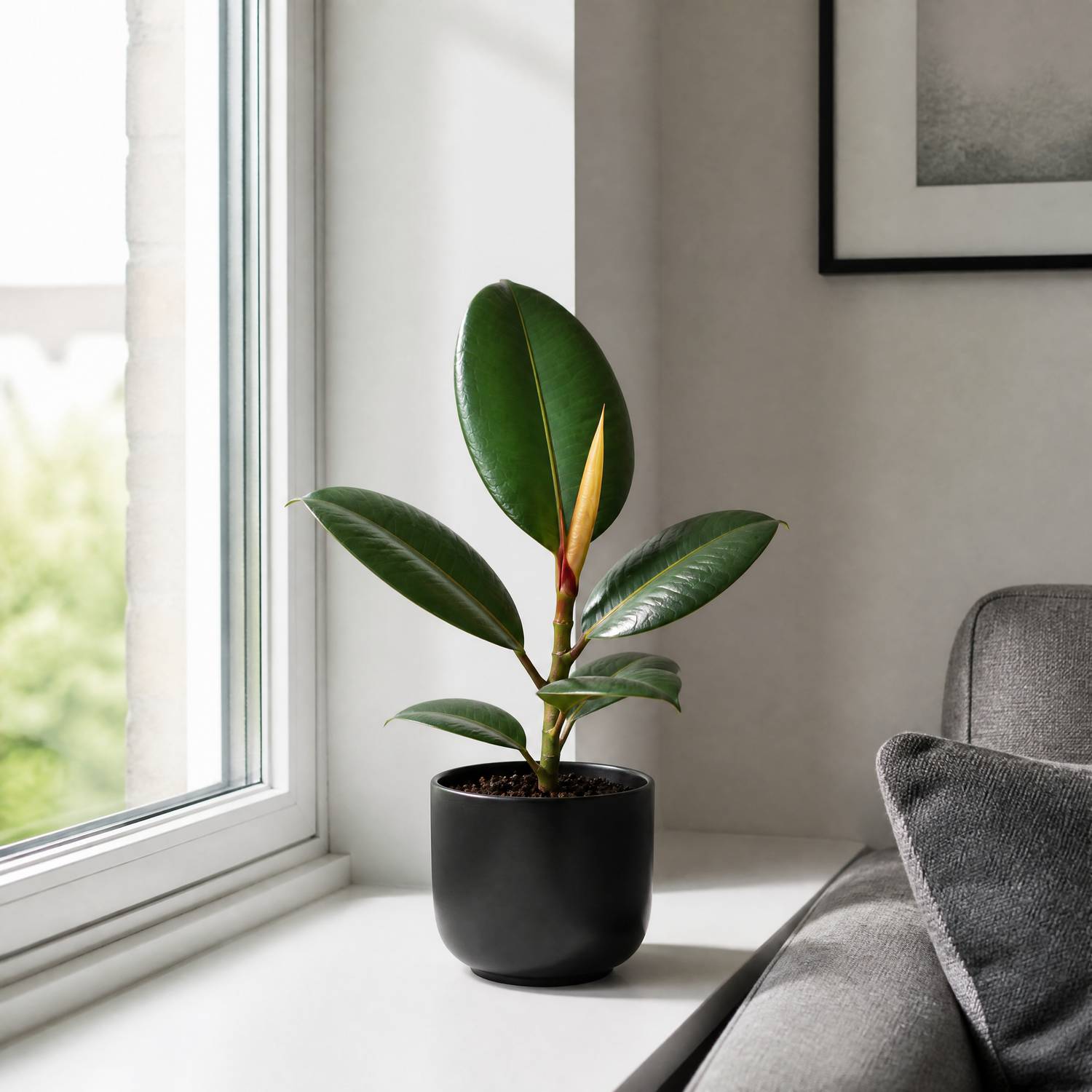 Plants By Post Ficus Robusta Rubber Plant B - Matt Black